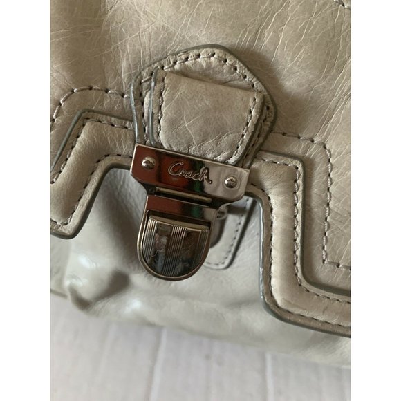 Coach Kristen Hobo Bag Taupe Beige Leather L Double Chain Handles - Picture 3 of 8